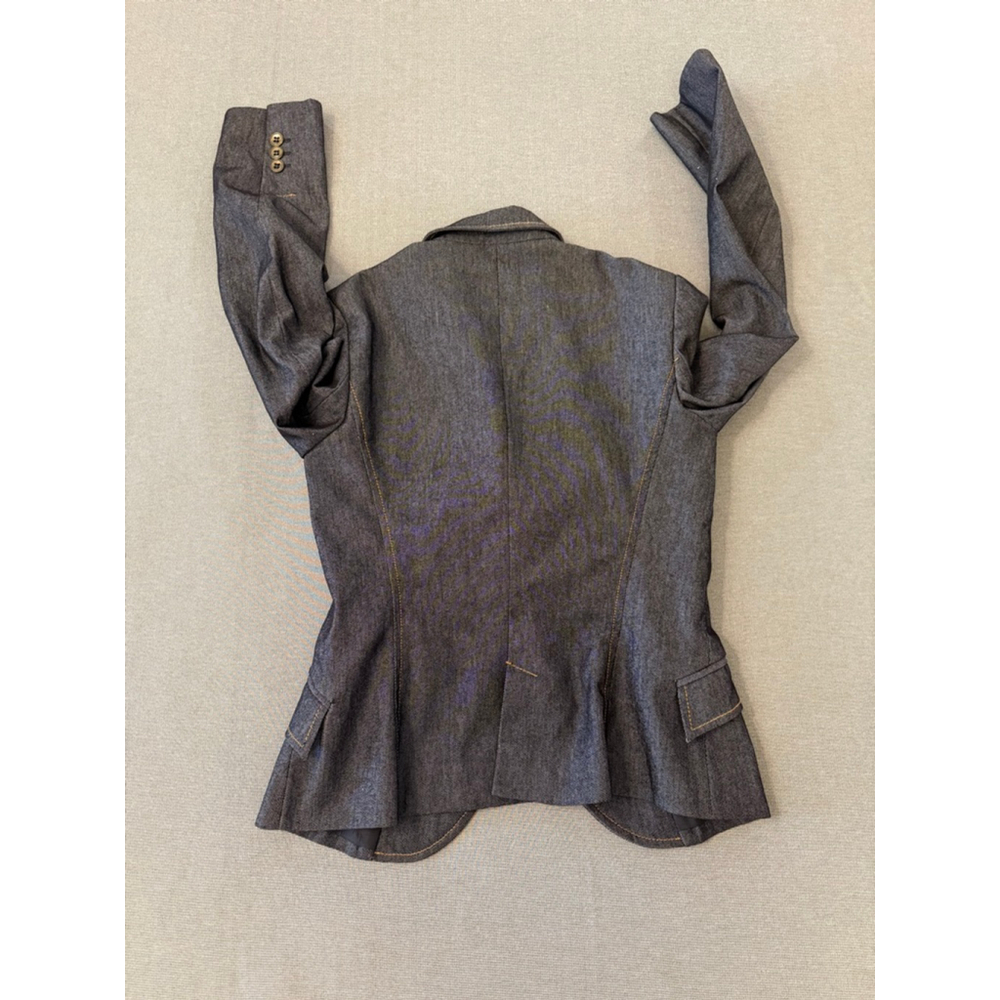 Zara Basic Denim Blazer Cotton, Polyester, And Sp… - image 3